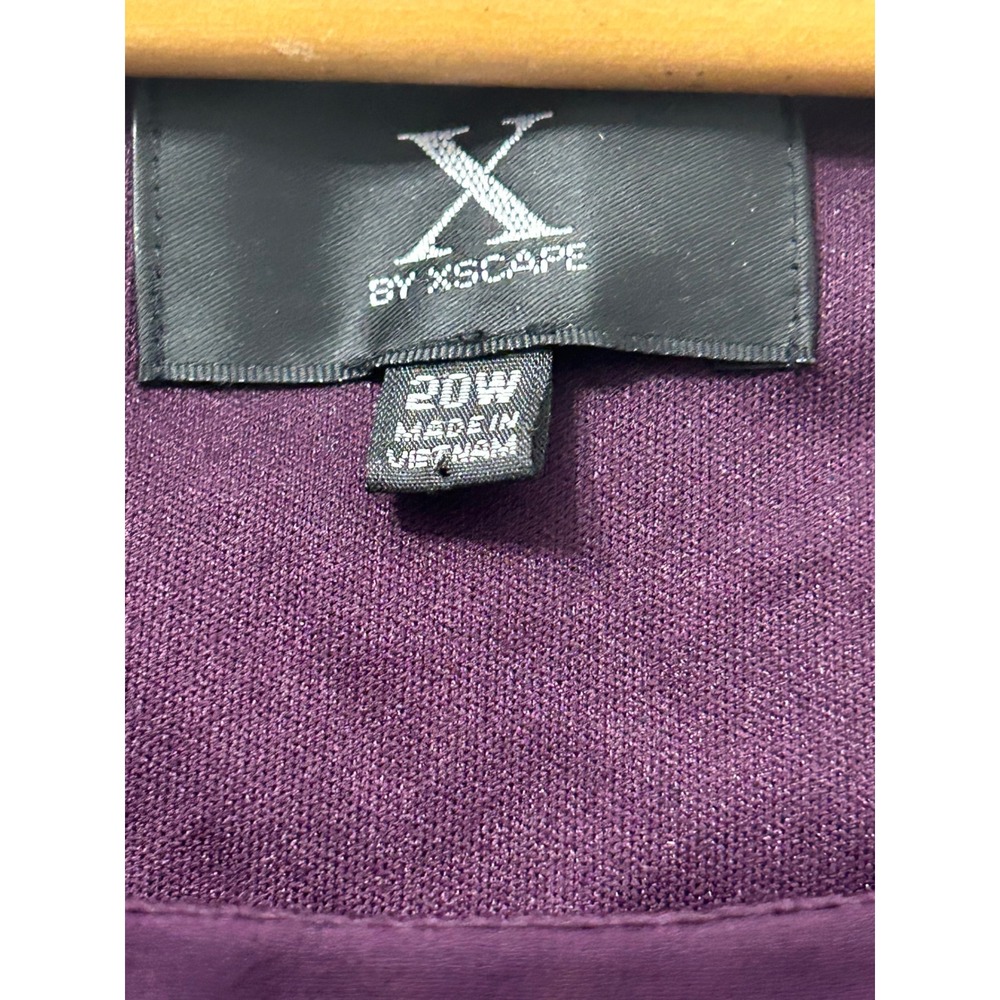 X by Xscape Purple Pearl Beaded Sleeve Tiered Chiffon Dress Plus 20W - Picture 2 of 4